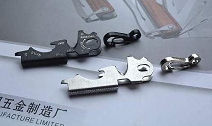 2 pc of 8 in 1 Stainless Steel Multi-function Tool Keychain Outdoor Survival Gear
