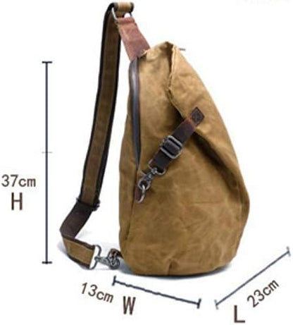 Men's Sling Backpack Waxed Canvas Crossbody Bag Casual Daypacks
