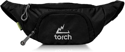 TORCH Mens Fanny Pack - Hip Pack For Men Women with Compass Survival, Small Crossbody Fanny Packs for Walking, Biking, Outdoor, Workout - Vallejo (Black)