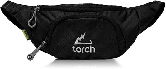 TORCH Mens Fanny Pack - Hip Pack For Men Women with Compass Survival, Small Crossbody Fanny Packs for Walking, Biking, Outdoor, Workout - Vallejo (Black)