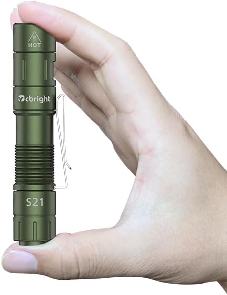 S21 AA Rechargeable Pocket Flashlight,880 High Lumen Mini Flashlight,Portable EDC Flashlight,for Everyday Use and Emergency Situations（Green）