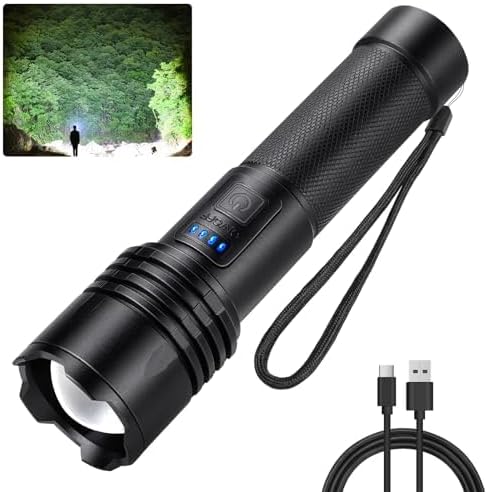 Rechargeable Flashlights High Lumen, 990000 Super Bright LED Flashlight, 12 Hour Runtime Flash Light with 3 Modes, IPX6 Waterproof for Home, Outdoor, Camping