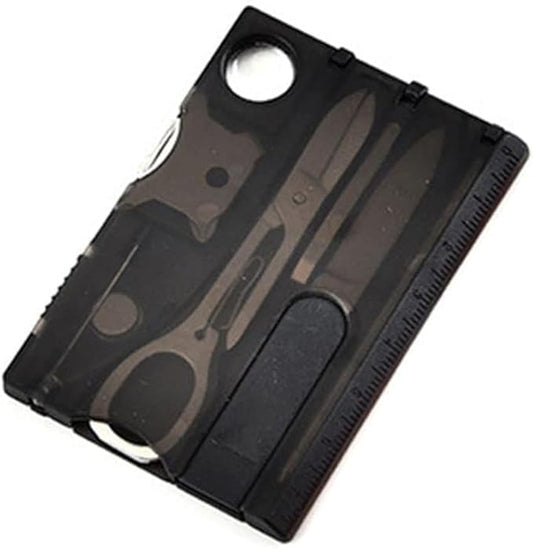 1Pc Transparent Black Outdoor Survival Bottle Opener Card Multi Tool Outdoor Barbecue Knife Camping Hand Tools Tool Hiking LED Light Magnifier EDC Tool Gear Multitools Multitools and Accessories