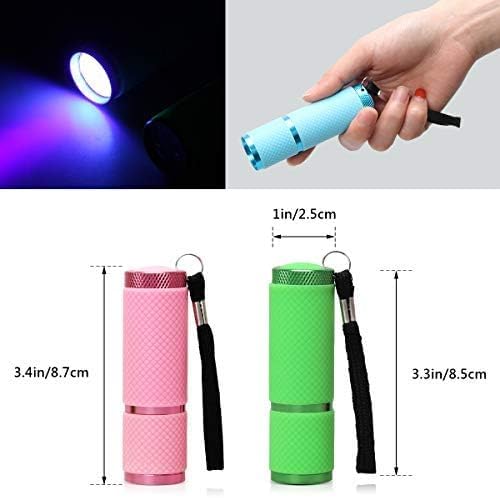 Coolrunner 3pcs LED Flashlight, Small Glow Flashlights with 9 LED Lights, Portable Light Nail Dryer for Nail Gel (MIXCOLOR)