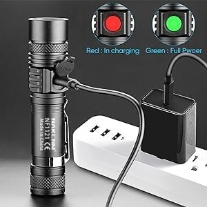 NAKCNM 2 Pack Rechargeable LED Flashlight Powerful Pocket-Sized Small Flashlights 2000 Lumen Super Bright Waterproof Flashlight 4 Modes Adjustable Focus Flash Light for Outdoor Camping Hiking