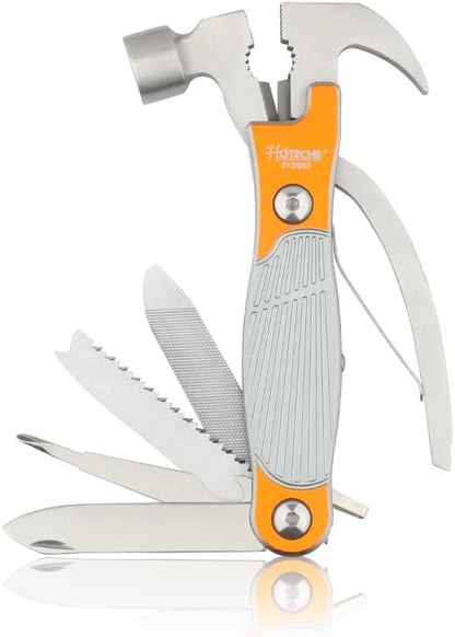 Hoteche MultiTool 11-in-1 Multi-Functiona Adjustable Wrench with Hook Remover, Wire Cutter, Hammer, Wrecking Bar, Screwdriver, Bottle Opener, Saw, Knife, File for Camping and Household