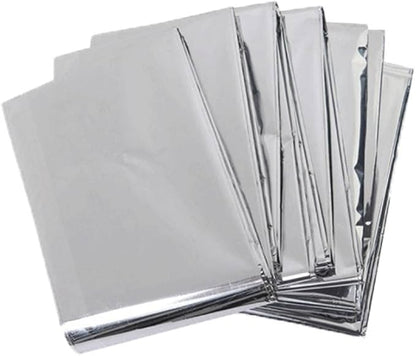 Emergency Mylar Thermal Blankets - 12 Pack | Survival Space Fire Blankets for Outdoor Adventures, Marathons, First Aid | Waterproof & Windproof | Ideal for Camping & Hiking