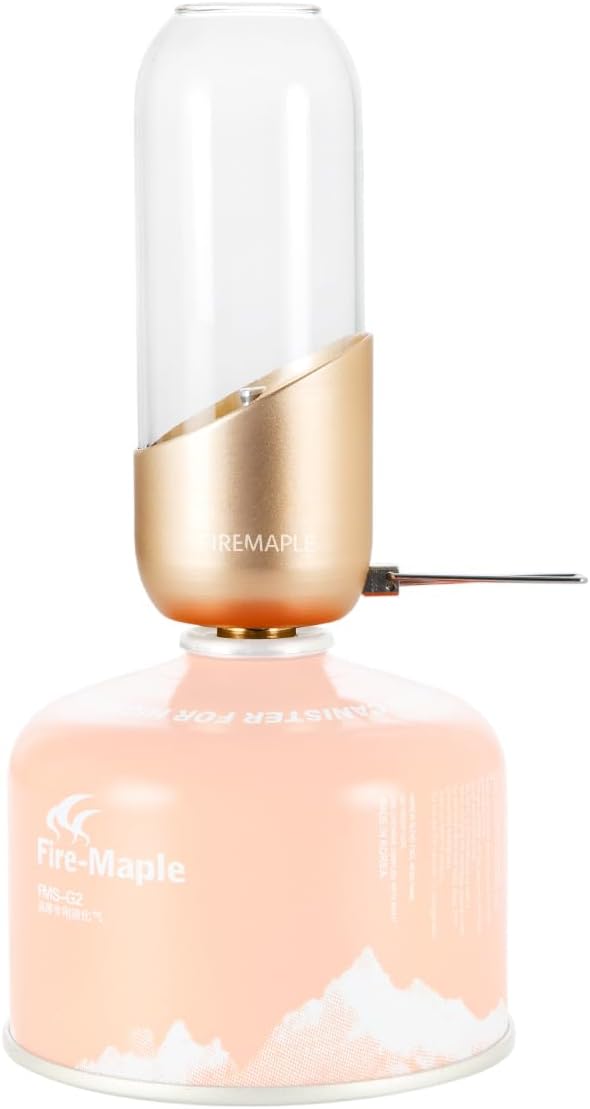 Fire-Maple Orange Camping Lantern Glass, Steel & Aluminum | Propane or Isobutane Fuel Canister Beautiful Camping Lights | NO Mantles Needed | Propane Lanterns for Camping, Emergency Essential