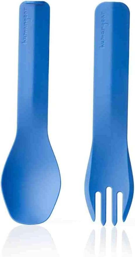 ﻿GoBites Duo and Bio Duo Travel Silverware, Full Size Portable Fork & Spoon, Reusable Utensil Set, PC and BPA-free, Food-Safe Nylon or Plant-Based Resin, ﻿Extended - 9.1” X 1.6”
