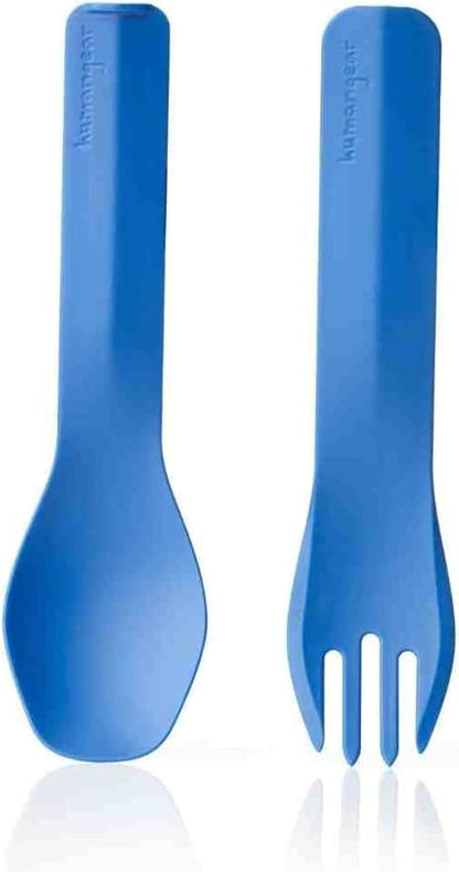 ﻿GoBites Duo and Bio Duo Travel Silverware, Full Size Portable Fork & Spoon, Reusable Utensil Set, PC and BPA-free, Food-Safe Nylon or Plant-Based Resin, ﻿Extended - 9.1” X 1.6”