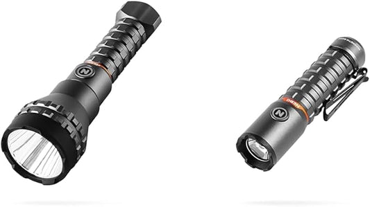 NEBO Luxtreme 500-Lumen LED Flashlight –Bright Rechargeable Flashlight with 4 Light Modes & Redline Torchy 2K 2000 Lumen Pocket Flashlightfor EDC, Wireless USB Rechargeable LED Water