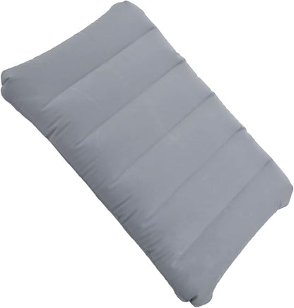 2 Pack Gray Ultralight Inflatable Pillow Small Squared Flocked Fabric Air Pillow for Beach Hiking,Camping,Traveling,Napping,Desk Rest,Neck &Lumbar Support