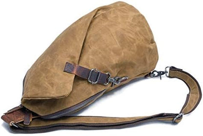Men's Sling Backpack Waxed Canvas Crossbody Bag Casual Daypacks