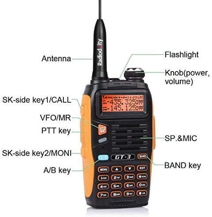 BAOFENG GT-3 Mark-II Two Way Radio, Rechargeable Dual Band Walkie Talkie, Chipsets Upgraded, Remote Speaker and Car Charger