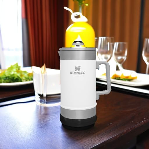 Stanley Classic Stay-Hot French Press Coffee Maker 48 oz | 5 Minute Brew, 4 Hours Hot | Mesh Filter for Coffee Grounds | Insulated Stainless Steel French Press | BPA-Free | Polar