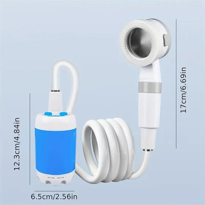 Portable Shower，Outdoor dormitory bath artifact Electric Rechargeable Portable Camping Shower, simple car self-priming shower，pet Shower, Blue