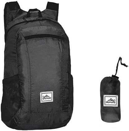 20L Ultra Lightweight Foldable Backpack Small Hiking Rucksack Ultralight Water Resistant Travel Packable Daypack for Men Women for Outdoor Sport Travelling Walking Hiking Camping Biking (Black B)
