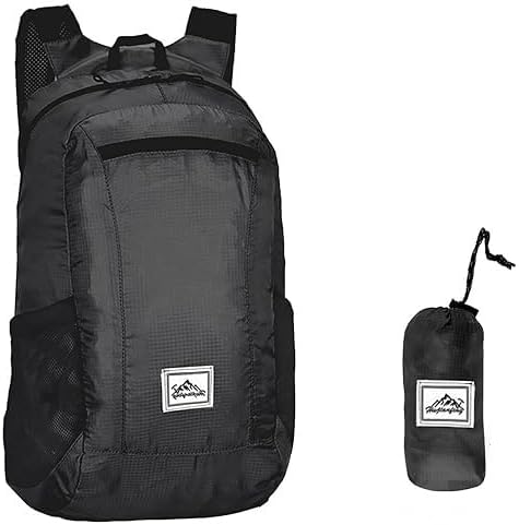 20L Ultra Lightweight Foldable Backpack Small Hiking Rucksack Ultralight Water Resistant Travel Packable Daypack for Men Women for Outdoor Sport Travelling Walking Hiking Camping Biking (Black B)