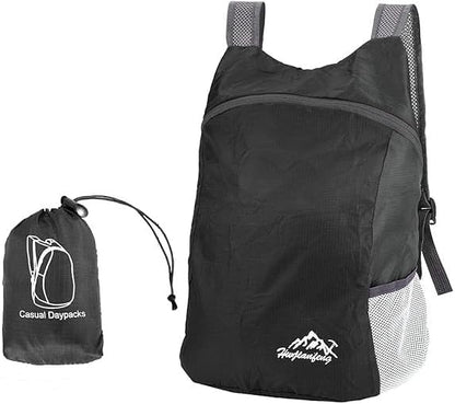 20L Ultra Lightweight Foldable Backpack Small Hiking Rucksack Ultralight Water Resistant Travel Packable Daypack for Men Women for Outdoor Sport Travelling Walking Hiking Camping Biking (Black A)