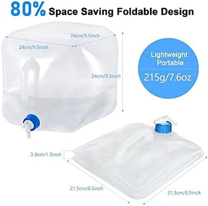 Collapsible Water Container with Spigot, BPA Free Water Storage Jug Water Canteen for Outdoor Camping Hiking & Emergency Survival Kit, Foldable Portable