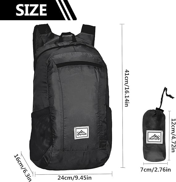 20L Ultra Lightweight Foldable Backpack Small Hiking Rucksack Ultralight Water Resistant Travel Packable Daypack for Men Women for Outdoor Sport Travelling Walking Hiking Camping Biking (Black B)