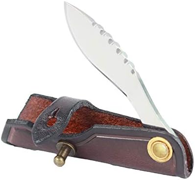 MASALONG Mini EDC straight razor, D2 steel small knife key ring, convenient for daily use kni203 (Dogleg type)