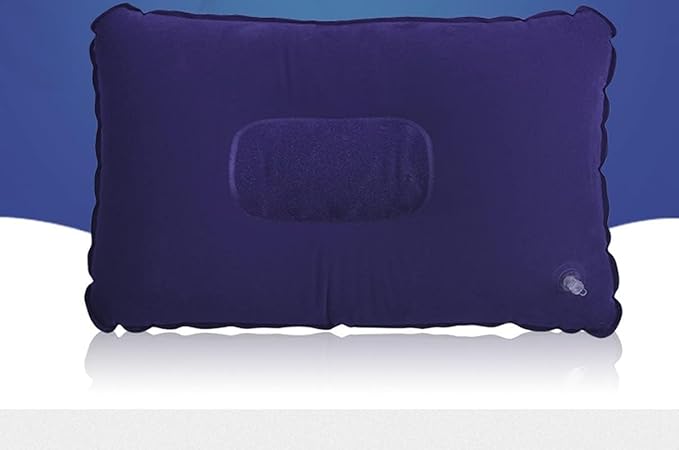 2 Pack Inflatable Pillow Blue Ultralight Pillow Camping Travel Pillow Small Squared Flocked Fabric Air Pillow for Camping and Hiking