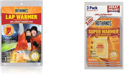 HotHands Lap Warmer, Largest Warmer 16" X 10" Body & Hand Super Warmers - Long Lasting Safe Natural Odorless Air Activated Warmers - Up to 18 Hours of Heat - 3 Individual Warmers