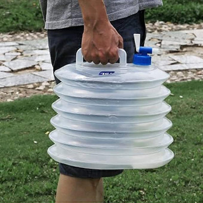 2.64 Gallon Collapsible Water Container with Spigot & Carry Handle | BPA Free Water Storage Containers | Foldable Portable Jug for Outdoors Hiking Picnic Camping