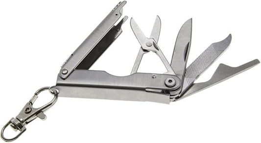 Lucky Line UtiliCarry Compact Micro Tool Stainless Steel, Multi-Tool Pocket Knife on Key Clip - for Everyday Carry, Camping Essentials, Hiking, Outdoor Gear, and Survival Tools, 1 Per Pack, (U1041)
