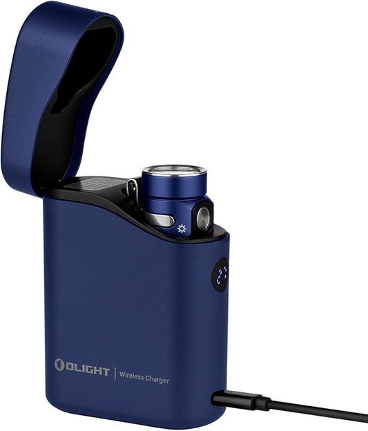 OLIGHT Baton4 Premium Edition EDC Flashlights 1300 Lumens with Type-C Charging Box, Powered by Rechargeable Battery, Small Bright Flashlight for Camping, Emergencies, Outdoors (Regal Blue)