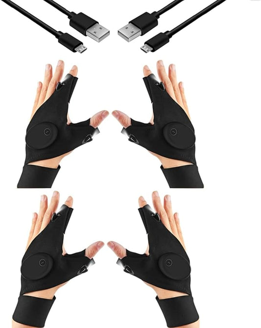 Flashlight Gloves, Fingerless LED Flashlight Gloves, Birthday Gifts for man, Hands Free Flashlights for Working in Darkness Places Fishing, Repair, Camping, Hiking, Running