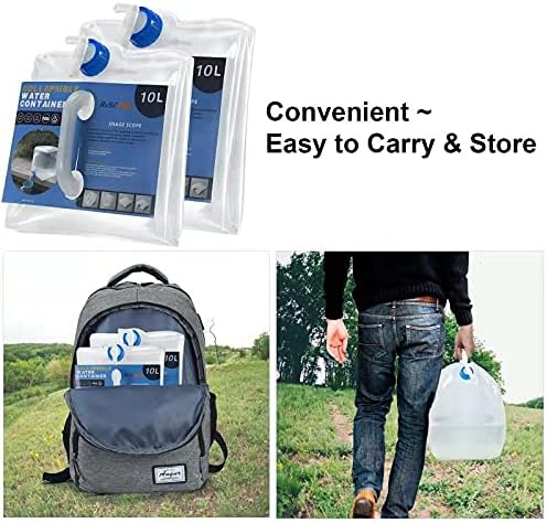 Collapsible Water Container with Spigot, BPA Free Water Storage Jug Water Canteen for Outdoor Camping Hiking & Emergency Survival Kit, Foldable Portable