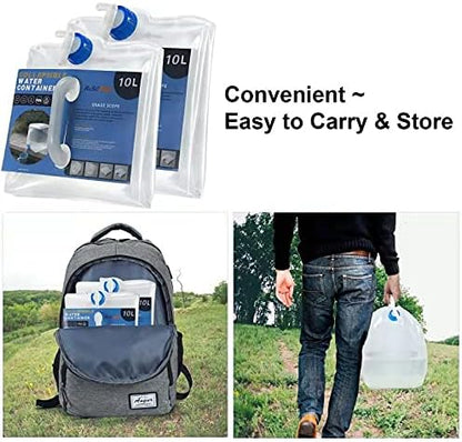 Collapsible Water Container with Spigot, BPA Free Water Storage Jug Water Canteen for Outdoor Camping Hiking & Emergency Survival Kit, Foldable Portable