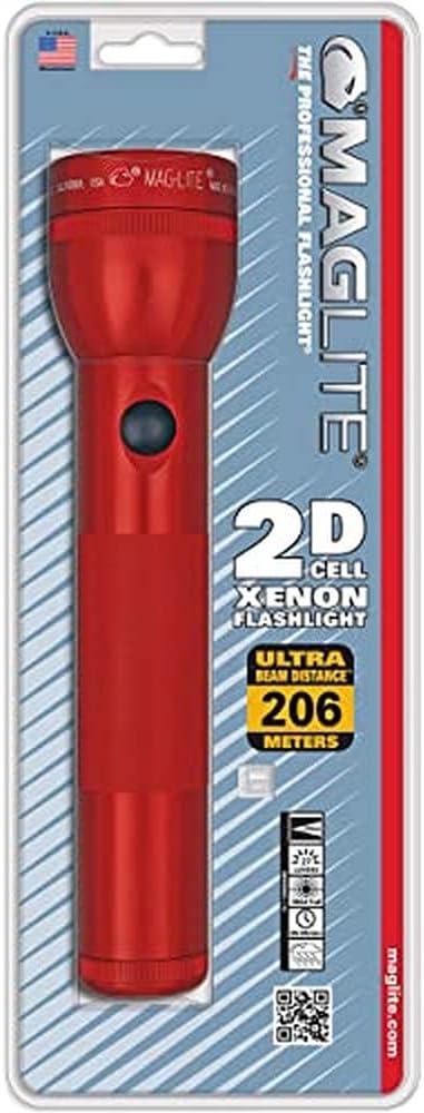 Maglite Heavy-Duty Incandescent 4-Cell D Flashlight in Display Box, Red