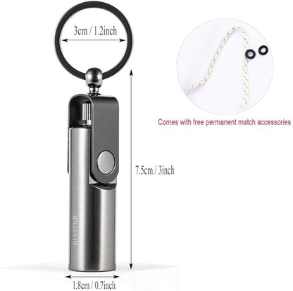 Permanent Match, Keychain Flint Matchstick Fire Starter Forever Match, Reusable Waterproof Flint Lighter for Outdoor Camping Emergency Survival black