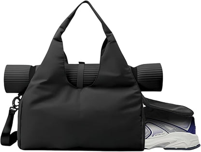 Gym Bag, Yoga Gym Bag for Women and Men, Carrying Workout Gear and Accessories, Shoe Compartment and Wet Dry Storage Pockets, Travel Duffle Bag Carry On Weekender Bag