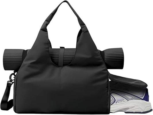Gym Bag, Yoga Gym Bag for Women and Men, Carrying Workout Gear and Accessories, Shoe Compartment and Wet Dry Storage Pockets, Travel Duffle Bag Carry On Weekender Bag