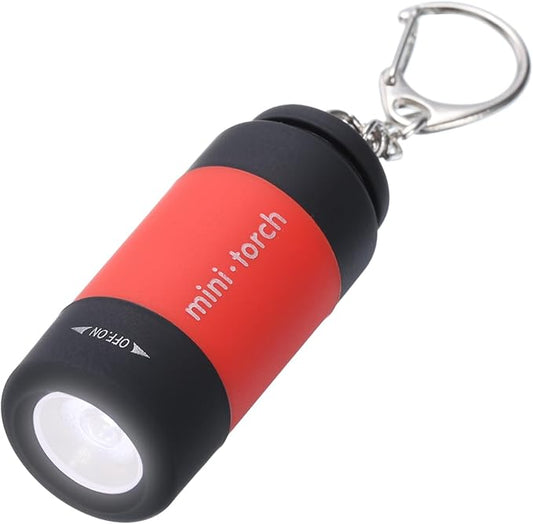 PATIKIL Mini Keychain Flashlight, Pocket LED Flashlight Portable Torch USB Rechargeable for Outdoor Camping Party, Red
