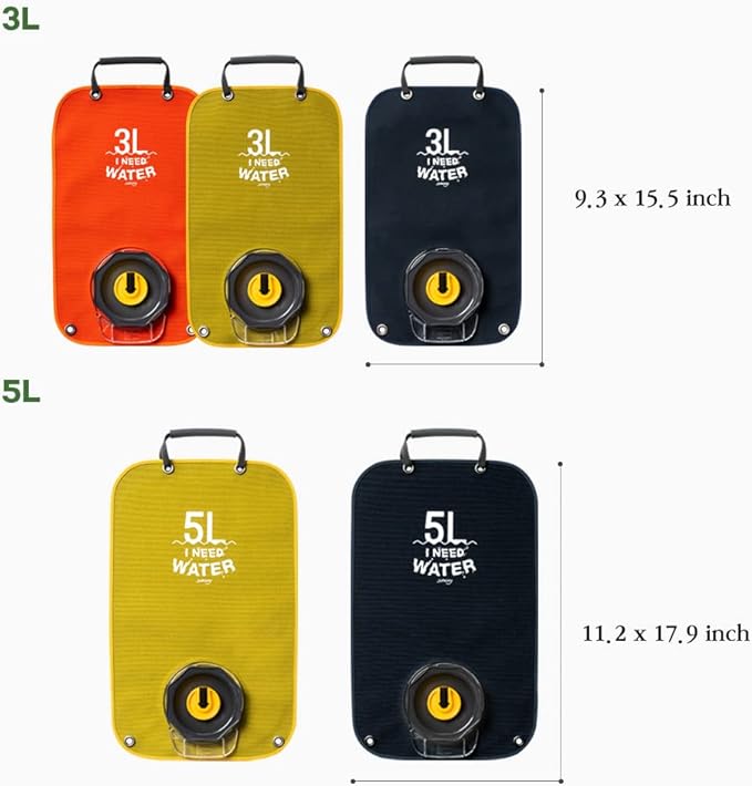 Camping Water Bag,Militaries Grade Material, Wide Mouth, Collapsibe Washable, Outdoor Camping Traveling, 1.3Gallon(5L)(MOUNTAIN GREEN)