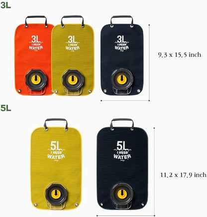 Camping Water Bag,Militaries Grade Material, Wide Mouth, Collapsibe Washable, Outdoor Camping Traveling, 1.3Gallon(5L)(MOUNTAIN GREEN)