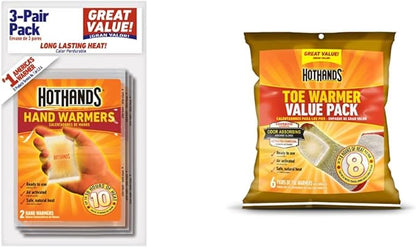 HotHands Hand Warmers - Long Lasting Safe Natural Odorless Air Activated Warmers - Up to 10 Hours of Heat - 3 Pair