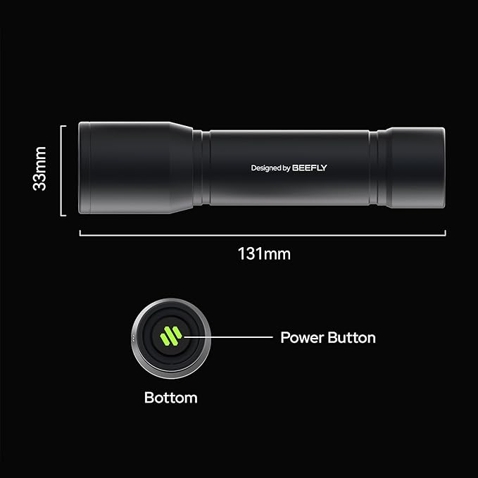 BEEFLY F1P Flashlight Rechargeable, Tactical Flashlights, Small LED Flash Light for Home Emergency, Camping,Outdoor, 3 Modes, 350 Lumens