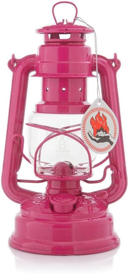 Outdoor Kerosene Fuel Lantern, German Made Weather Resistant Baby Special 276 Galvanized Hurricane Lamp for Camping or Patio, 10 Inches, Telemagenta