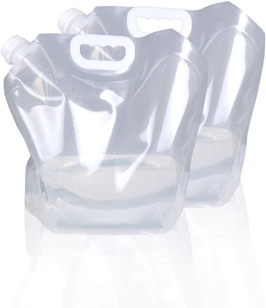 1.3 Gallon Collapsible Water Container Bag, BPA Free Food Grade Clear Plastic Storage Jug for Sport Camping Riding Mountaineer,Freezable,Food Grade (1.3 Gal, 2-pack)
