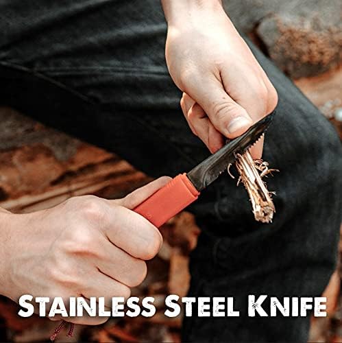 Tapirus Spork Tactical Orange | BPA Free Spoon Fork, Stainless Steel Knife and Fire Starter | 3 in 1 multipurpose utensil | Outdoor hiking, camping & backpacking gear | Fit for MRE