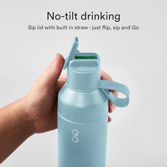Ocean Bottle - Recycled Stainless Steel Go Water Bottle - Eco-Friendly & Reusable Bottle - Sky Blue - 17 oz