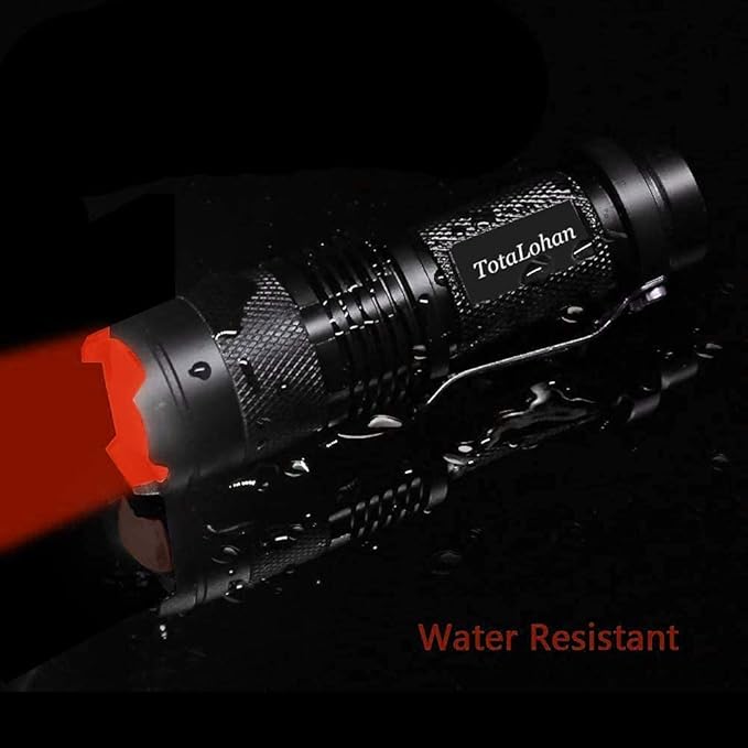 Red Light Flashlight,Single Mode Zoomable Red Flashlight Torch with Clip, Red LED Flashlight for Hunting,Astronomy Observation, Night Vision,Climbing,3-Pack