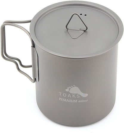 TOAKS Titanium Camping Cup 450ml (CUP-450 with Lid)