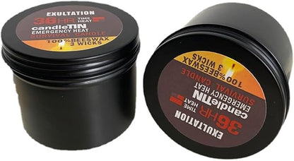3-Wick Emergency Candle，36 Hours Long Burning, 100% Beeswax, Great Light &Heat Source for Survival, Camping, Black